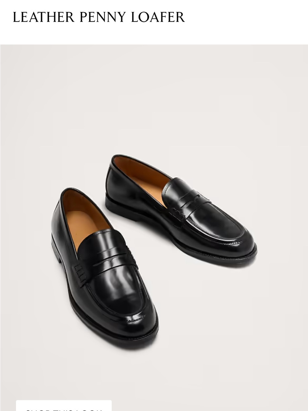 Banana Republic Black Leather Penny Loafers